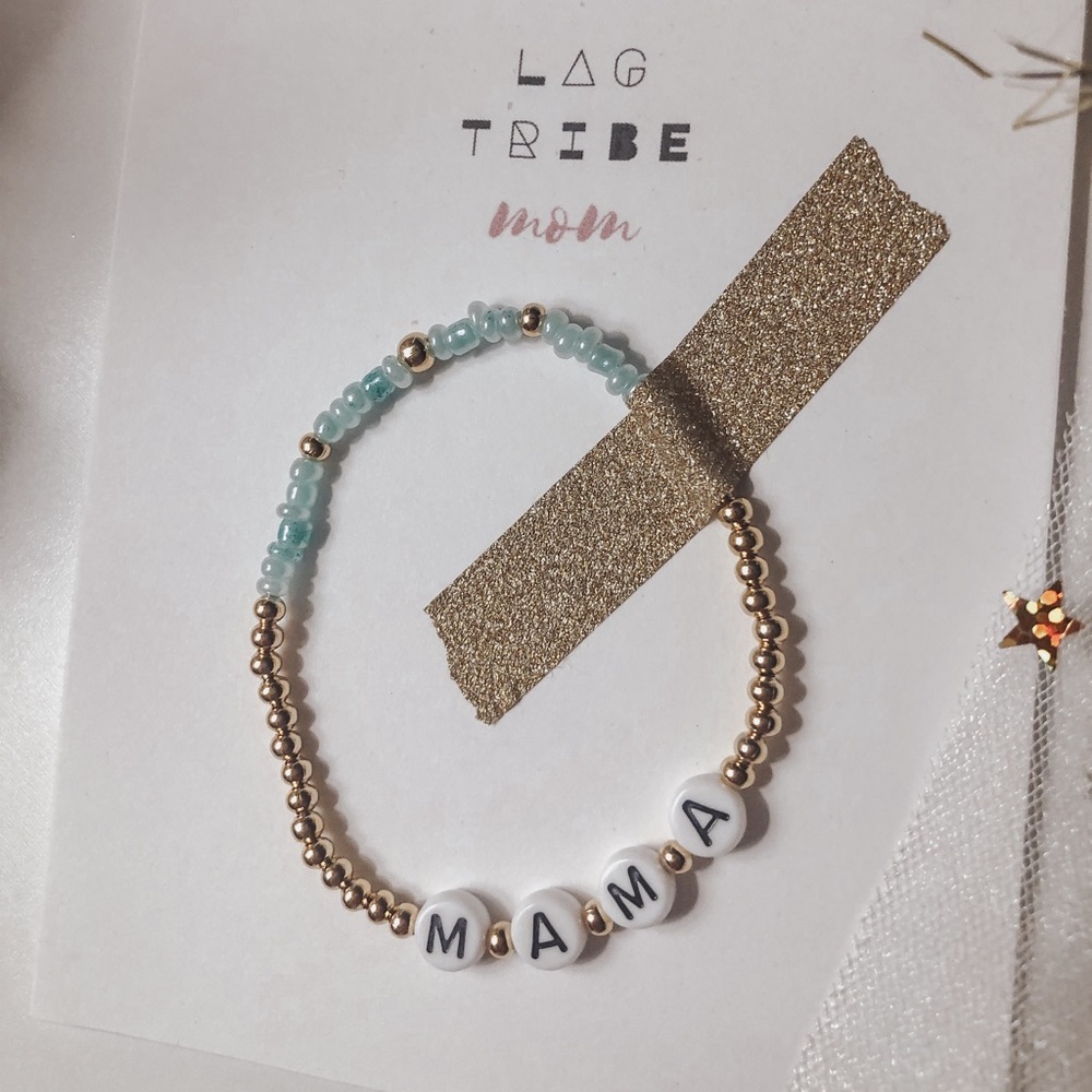 SAGED MAMA 24K Gold Plated+Glass Seed Bracelet